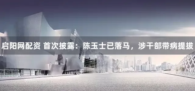 启阳网配资 首次披露：陈玉士已落马，涉干部带病提拔